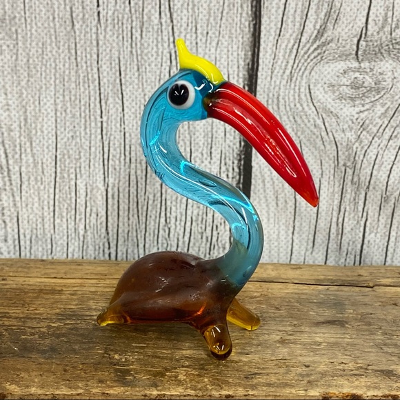 Other - Sold! $9 Vintage Small Colorful Bird Art Glass Sculpture Figurine 3” Inches